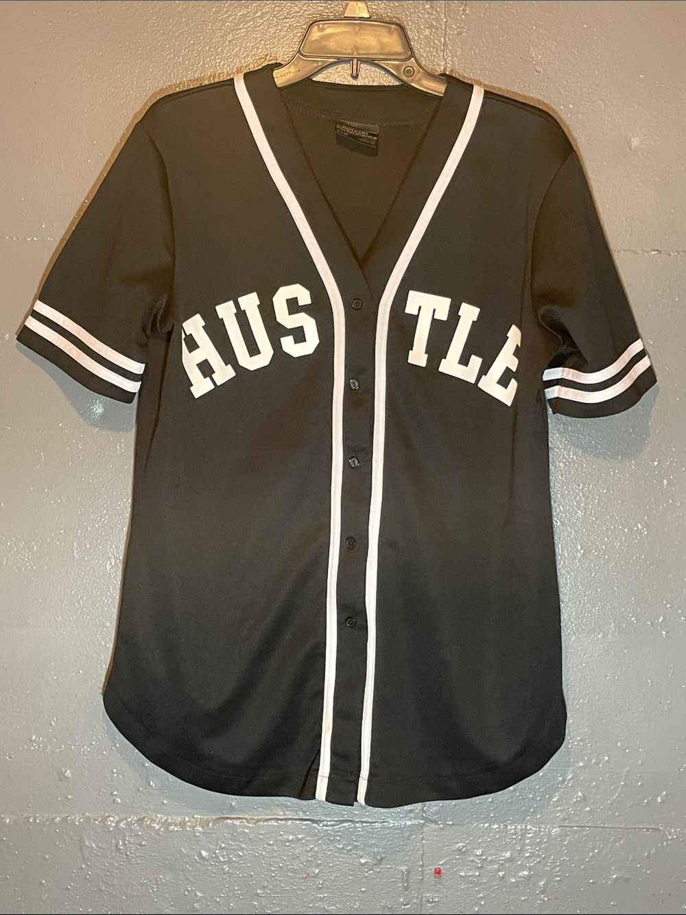Black "HUSTLE" Baseball Jersey Top - Unbranded